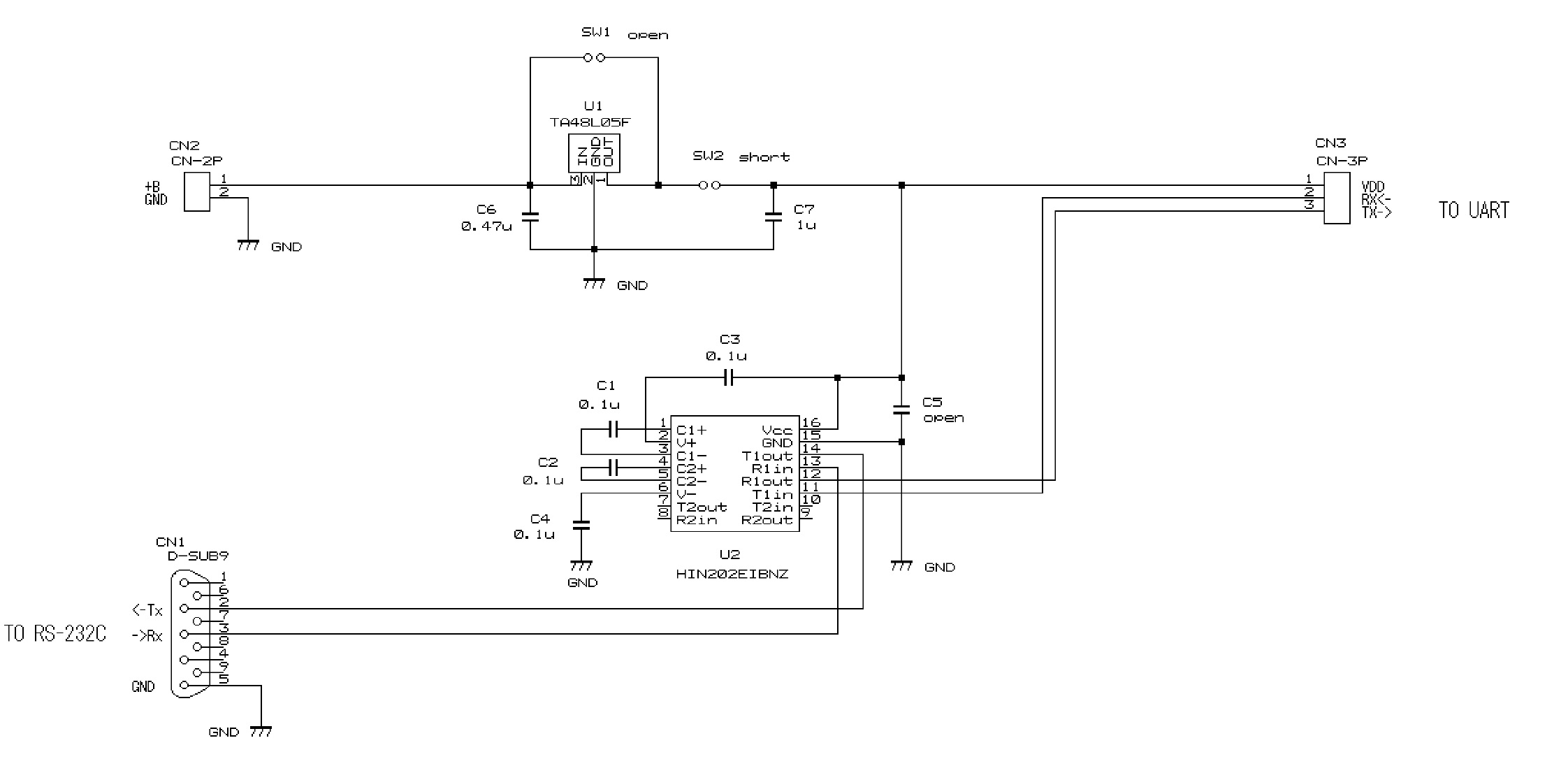 ＵＡＲＴ－ＲＳ２３２Ｃレベルコンバーター回路図